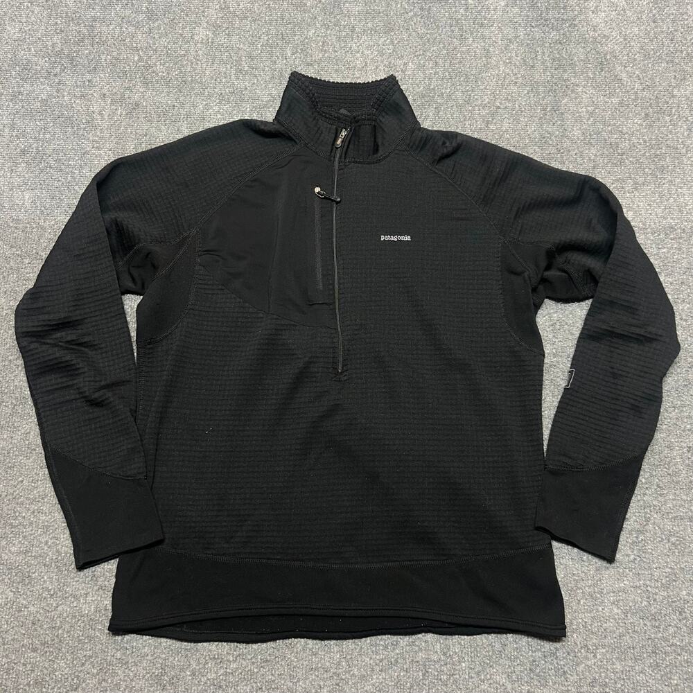 Patagonia R1 Pullover Fleece Men's Large Black Half Zip Made in USA